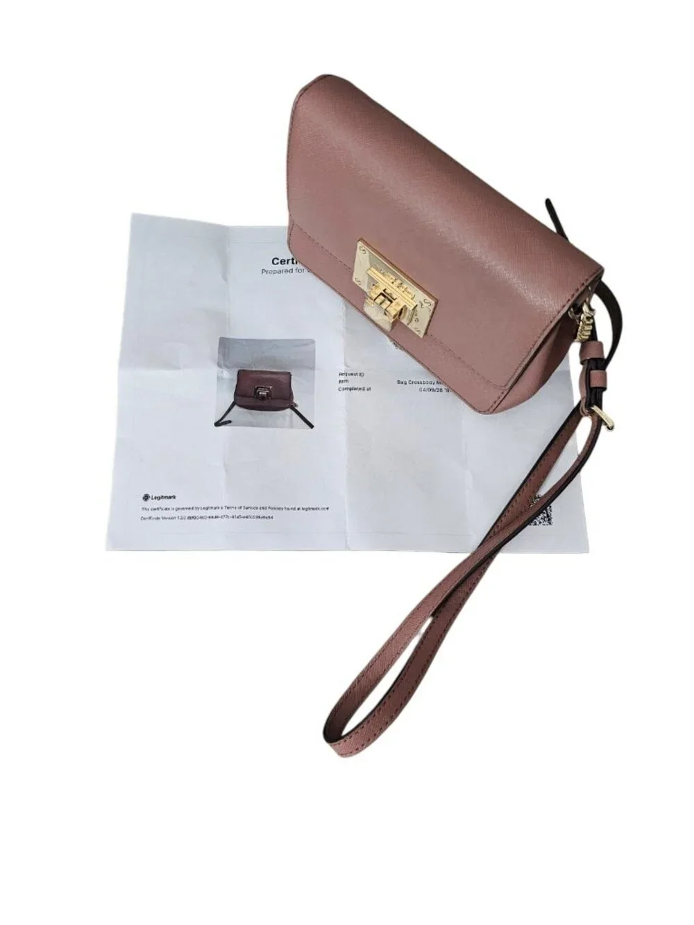 Michael Kors Tina Leather Mini Small Crossbody Clutch Bag COA Chain Dusty Rose